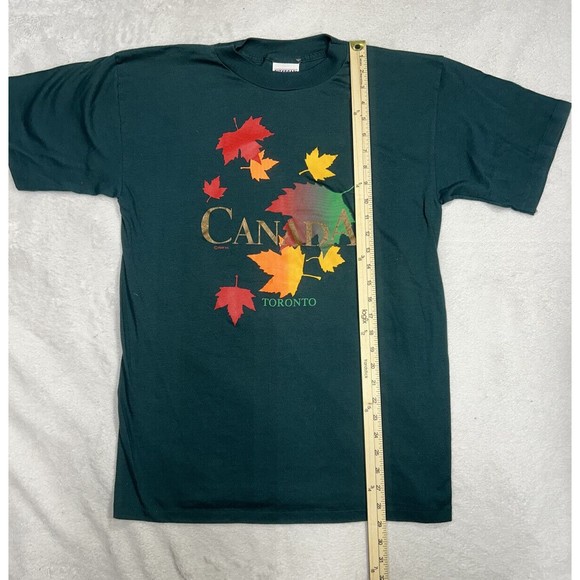 Vtg Cityscape Toronto Canada Green Single Stitch Fall Graphic T-Shirt Size Large - Picture 6 of 8